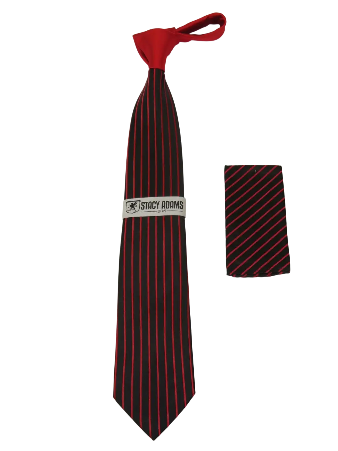 Men's Stacy Adams Tie and Hankie Set Fancy Woven Silky Satin #SAT75 Red