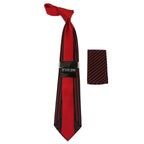 Men's Stacy Adams Tie and Hankie Set Fancy Woven Silky Satin #SAT75 Red