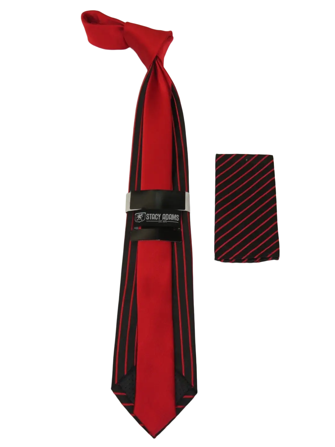 Men's Stacy Adams Tie and Hankie Set Fancy Woven Silky Satin #SAT75 Red