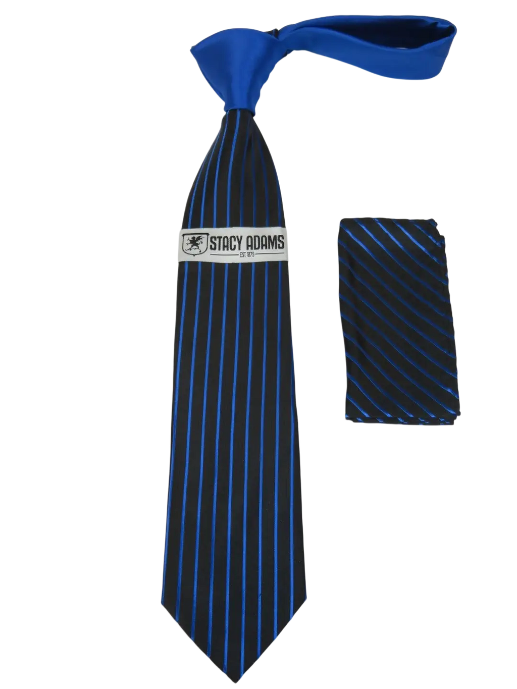 Men's Stacy Adams Tie and Hankie Set Fancy Woven Silky Satin #SAT76 Blue