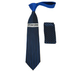 Men's Stacy Adams Tie and Hankie Set Fancy Woven Silky Satin #SAT76 Blue