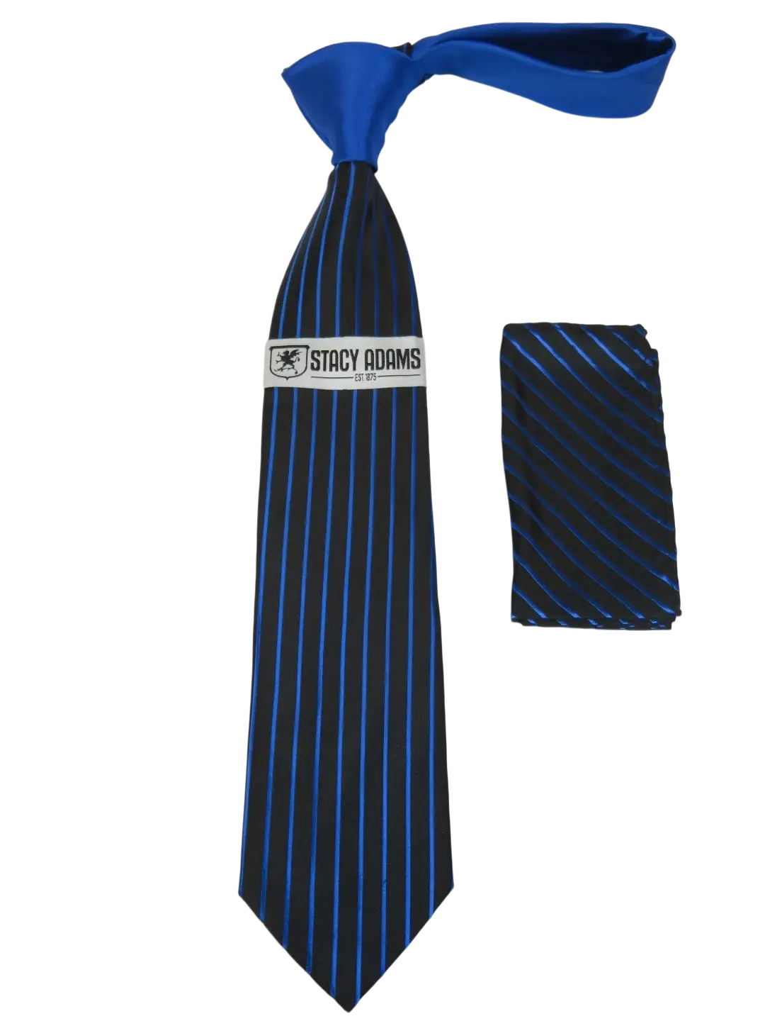 Men's Stacy Adams Tie and Hankie Set Fancy Woven Silky Satin #SAT76 Blue