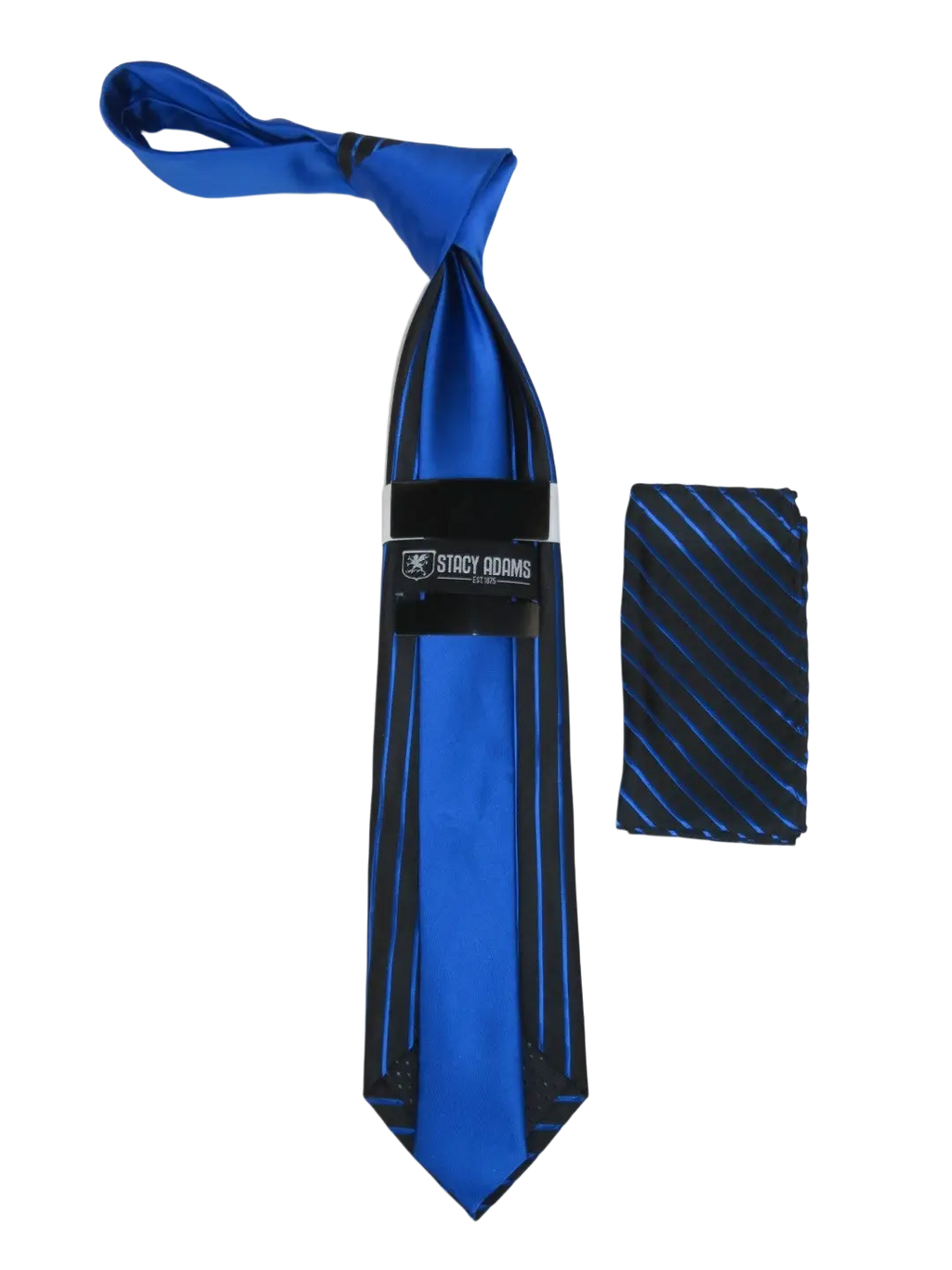 Men's Stacy Adams Tie and Hankie Set Fancy Woven Silky Satin #SAT76 Blue