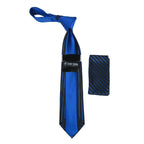 Men's Stacy Adams Tie and Hankie Set Fancy Woven Silky Satin #SAT76 Blue