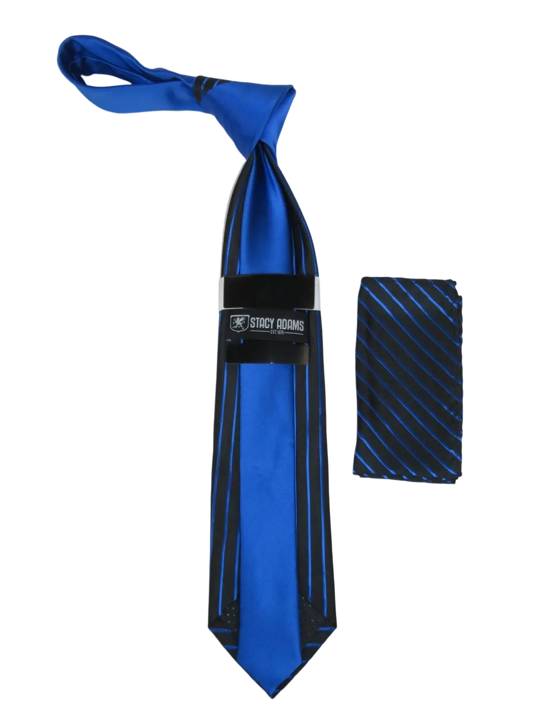 Men's Stacy Adams Tie and Hankie Set Fancy Woven Silky Satin #SAT76 Blue