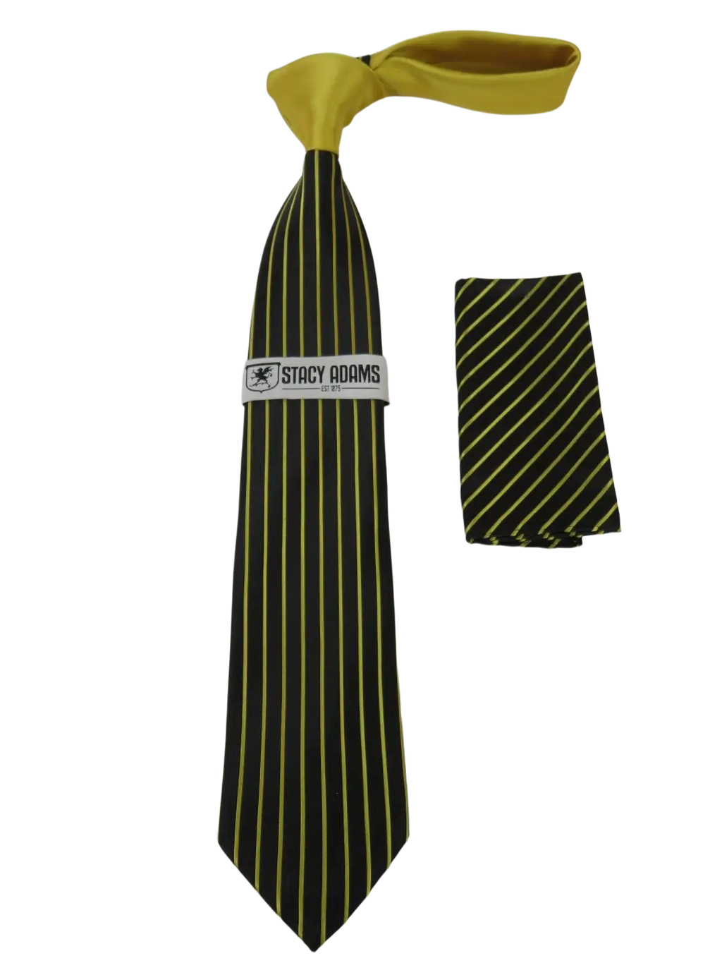 Men's Stacy Adams Tie and Hankie Set Fancy Woven Silky Satin #SAT77 Gold