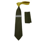 Men's Stacy Adams Tie and Hankie Set Fancy Woven Silky Satin #SAT77 Gold