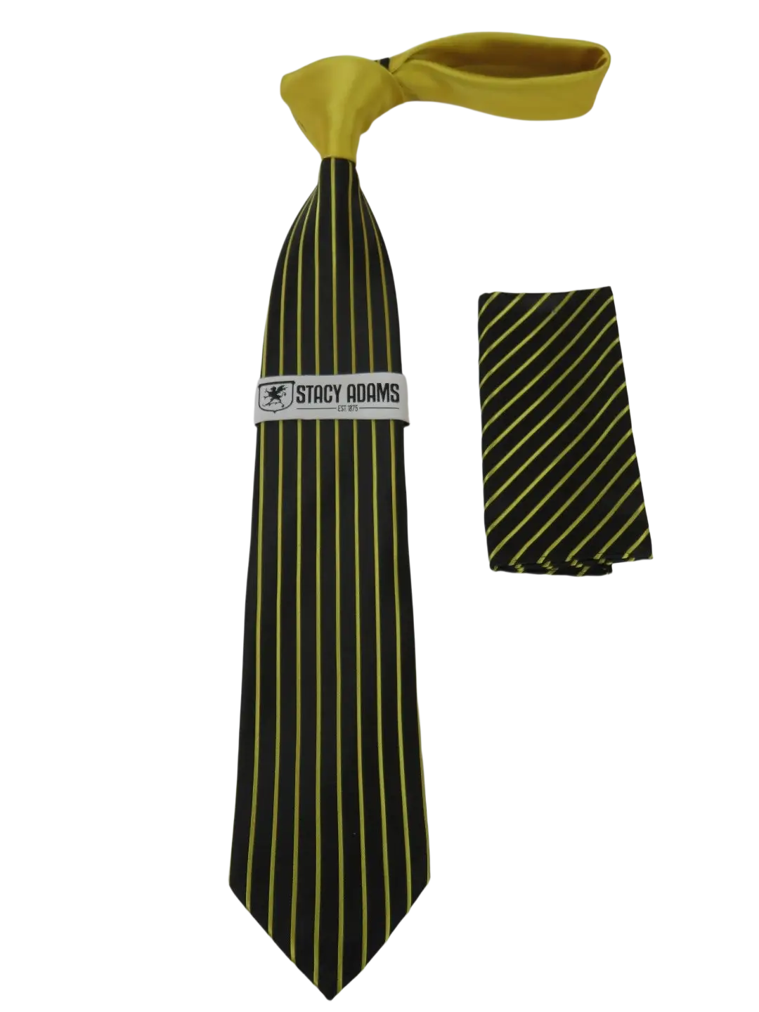 Men's Stacy Adams Tie and Hankie Set Fancy Woven Silky Satin #SAT77 Gold