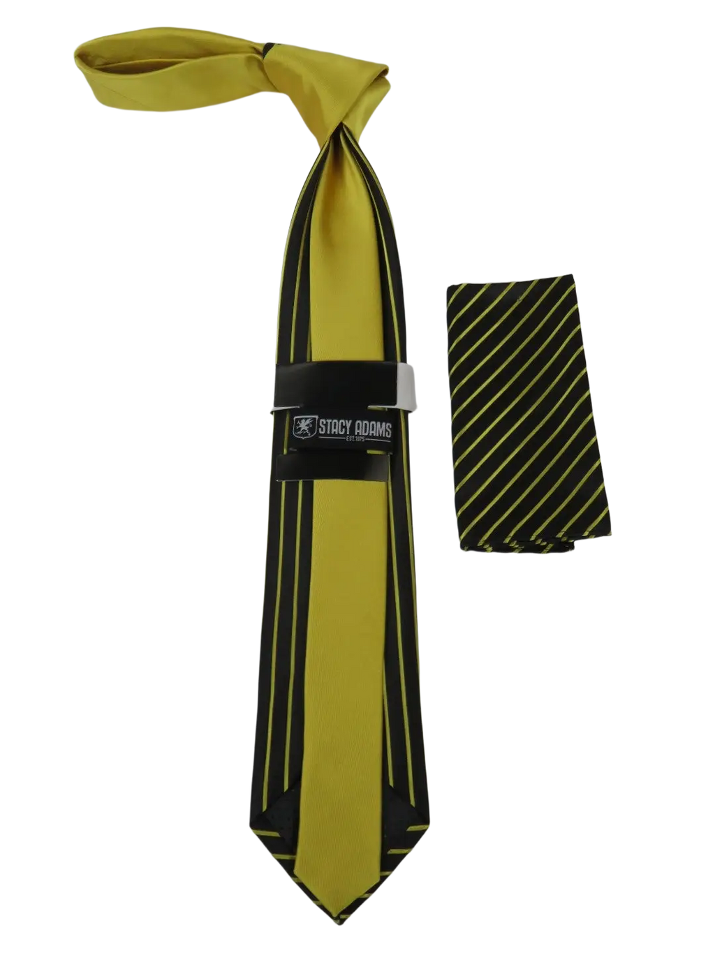 Men's Stacy Adams Tie and Hankie Set Fancy Woven Silky Satin #SAT77 Gold