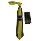 Men's Stacy Adams Tie and Hankie Set Fancy Woven Silky Satin #SAT77 Gold