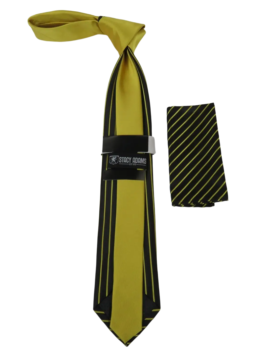 Men's Stacy Adams Tie and Hankie Set Fancy Woven Silky Satin #SAT77 Gold