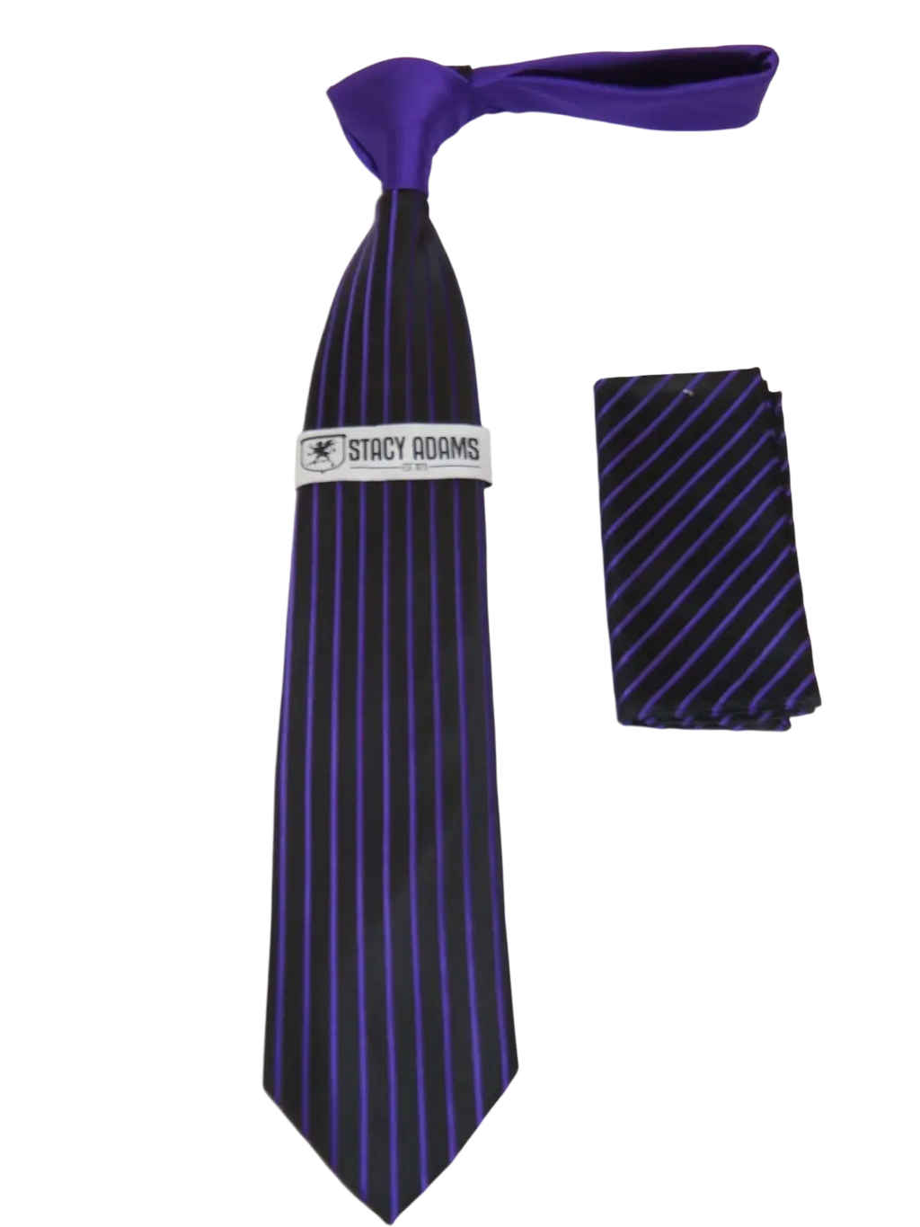Men's Stacy Adams Tie and Hankie Set Fancy Woven Silky Satin #SAT78 Purple