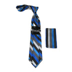 Men's Stacy Adams Tie and Hankie Set Fancy Woven Silky Satin #SAT81 Blue
