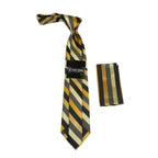 Men's Stacy Adams Tie and Hankie Set Fancy Woven Silky Satin #SAT84 Gold