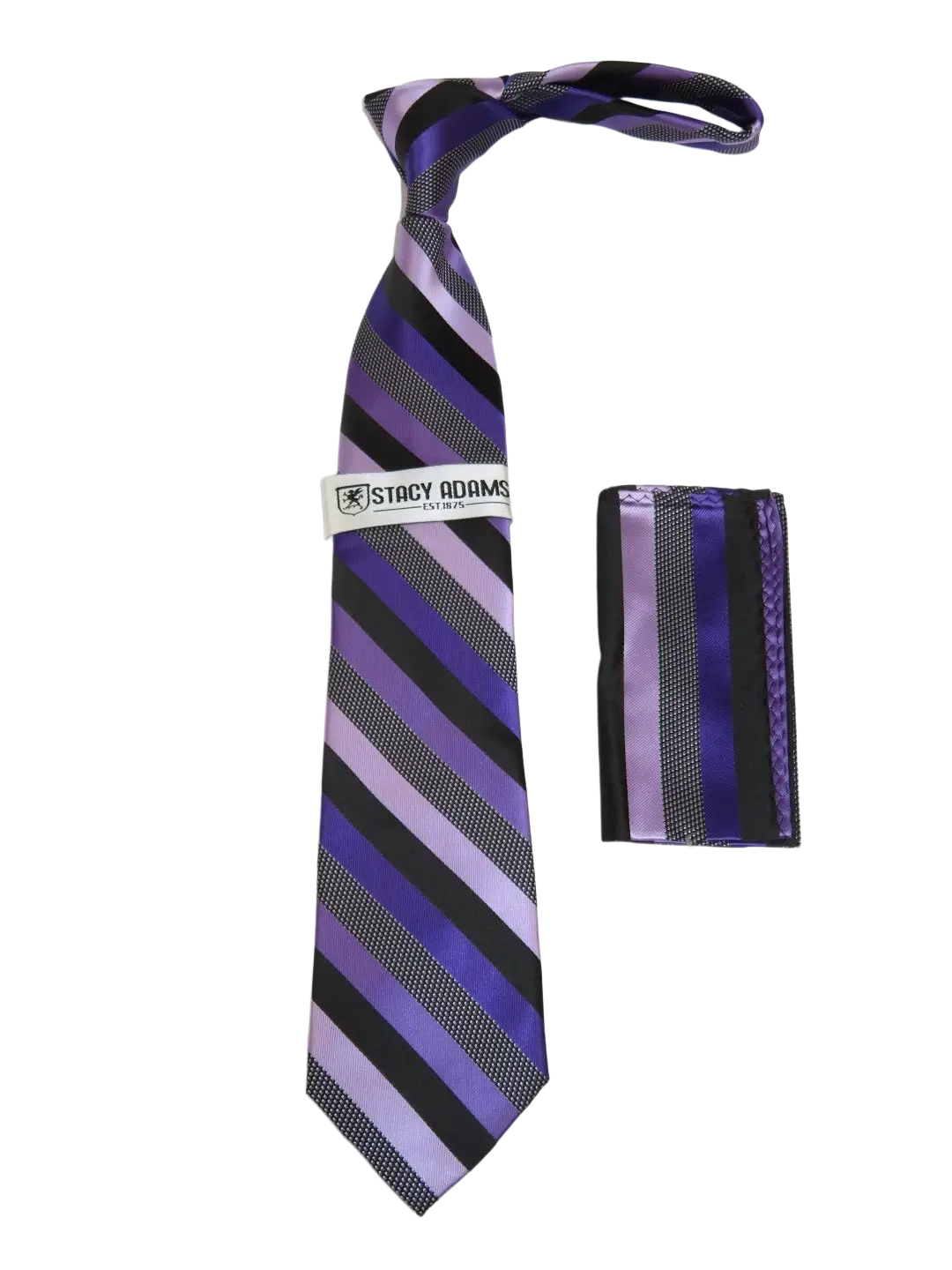 Men's Stacy Adams Tie and Hankie Set Fancy Woven Silky Satin #SAT85 Purple