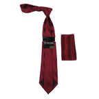 Men's Stacy Adams Tie and Hankie Set Fancy Woven Silky Satin #SAT89 Burgundy