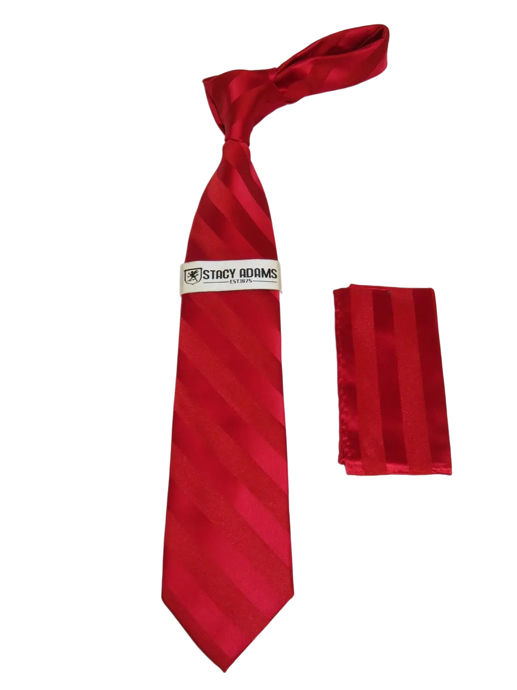 Men's Stacy Adams Tie and Hankie Set Fancy Woven Silky Satin #SAT90 Red