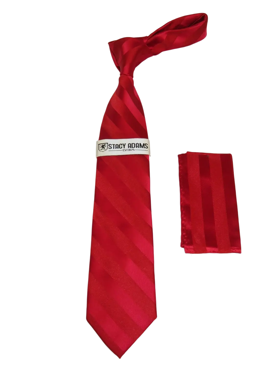 Men's Stacy Adams Tie and Hankie Set Fancy Woven Silky Satin #SAT90 Red