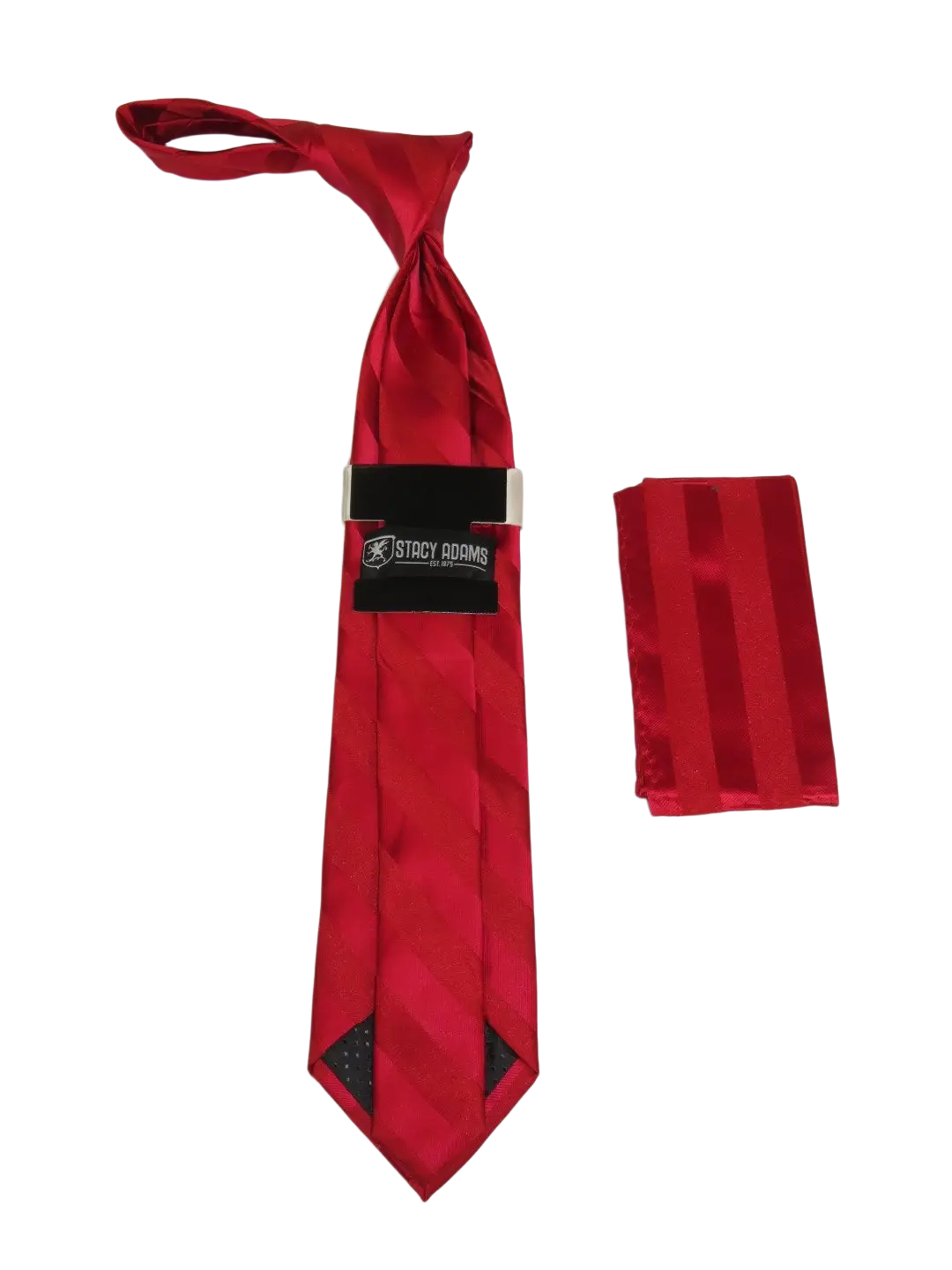 Men's Stacy Adams Tie and Hankie Set Fancy Woven Silky Satin #SAT90 Red