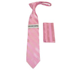 Men's Stacy Adams Tie and Hankie Set Fancy Woven Silky Satin #SAT92 Pink
