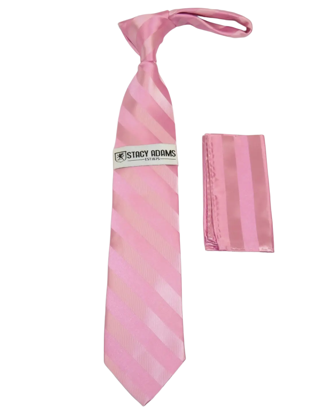 Men's Stacy Adams Tie and Hankie Set Fancy Woven Silky Satin #SAT92 Pink