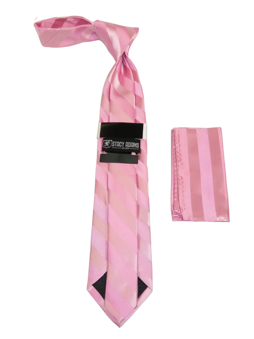 Men's Stacy Adams Tie and Hankie Set Fancy Woven Silky Satin #SAT92 Pink