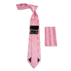 Men's Stacy Adams Tie and Hankie Set Fancy Woven Silky Satin #SAT92 Pink