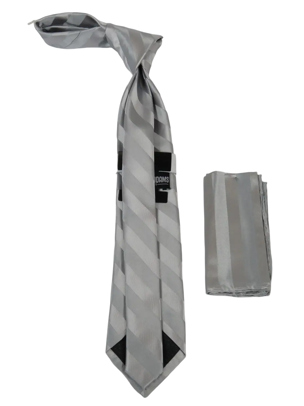 Men's Stacy Adams Tie and Hankie Set Fancy Woven Silky Satin #SAT93 Silver