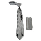 Men's Stacy Adams Tie and Hankie Set Fancy Woven Silky Satin #SAT93 Silver