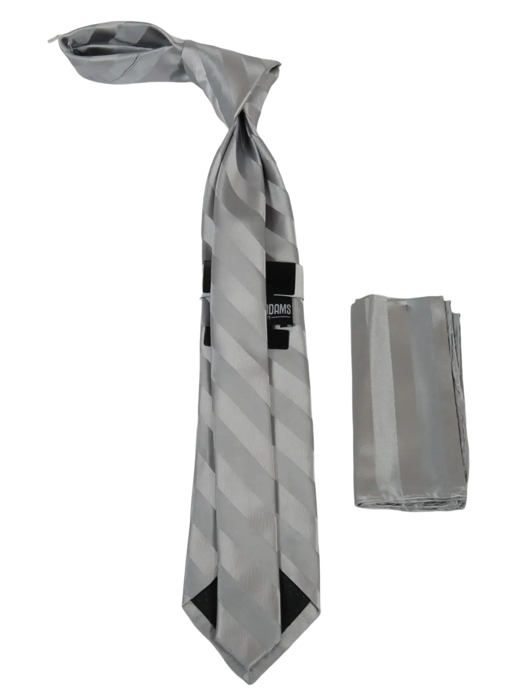 Men's Stacy Adams Tie and Hankie Set Fancy Woven Silky Satin #SAT93 Silver