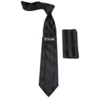 Men's Stacy Adams Tie and Hankie Set Fancy Woven Silky Satin #SAT94 Black