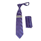 Men's Stacy Adams Tie and Hankie Set Fancy Woven Silky Satin #SAT95 Lavender