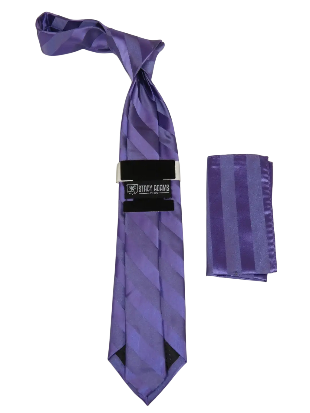 Men's Stacy Adams Tie and Hankie Set Fancy Woven Silky Satin #SAT95 Lavender