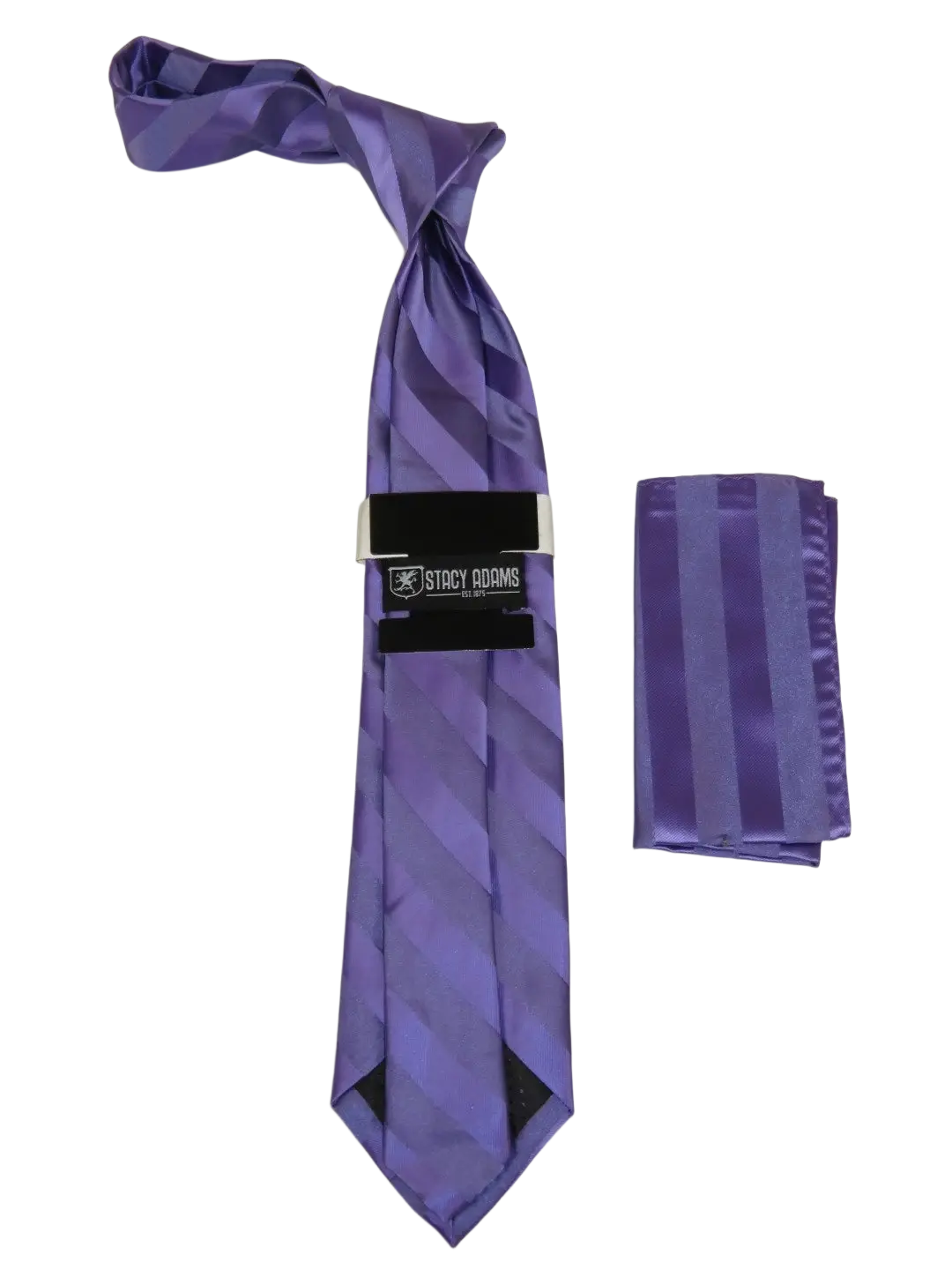 Men's Stacy Adams Tie and Hankie Set Fancy Woven Silky Satin #SAT95 Lavender