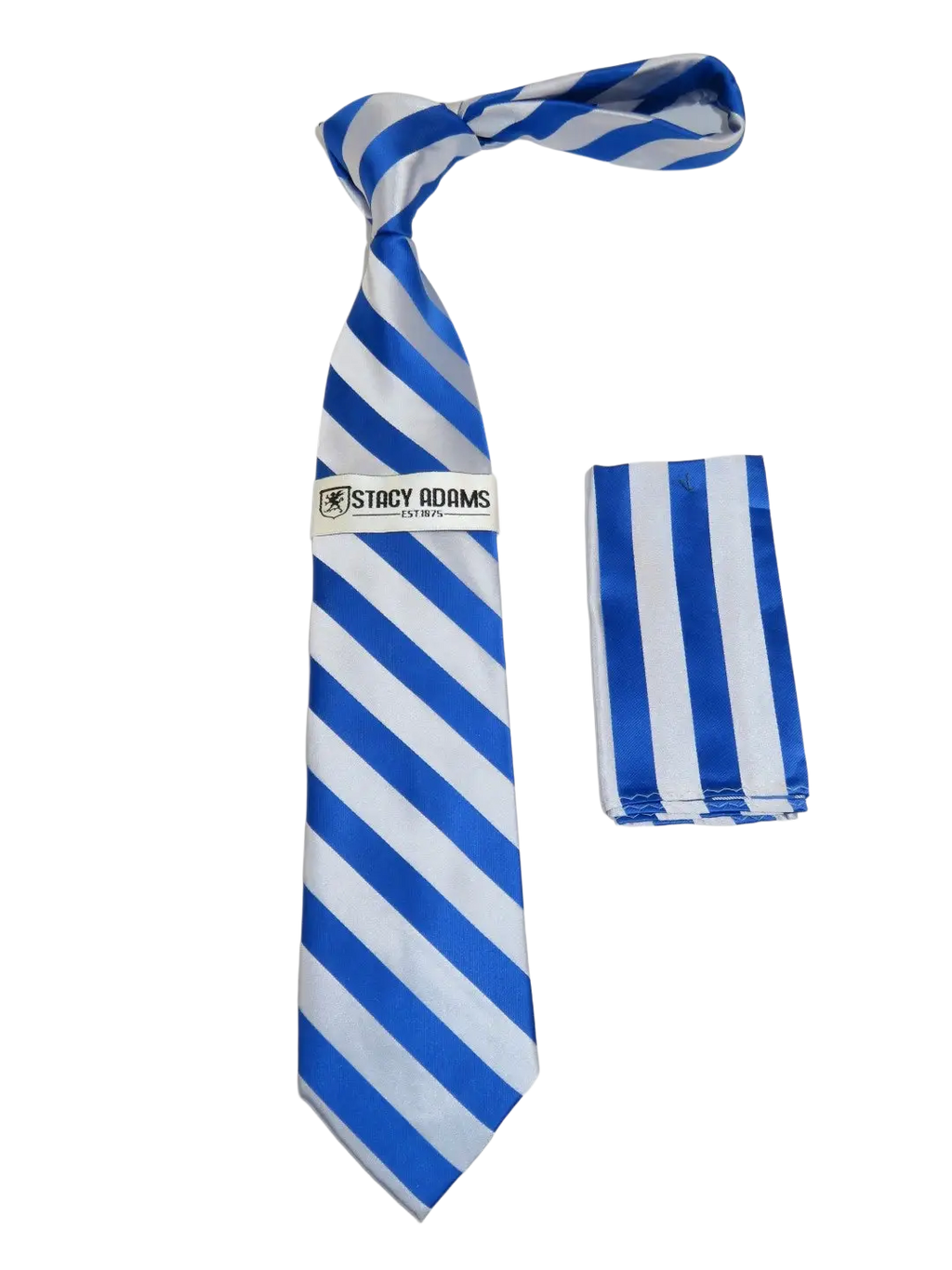 Men's Stacy Adams Tie and Hankie Set Fancy Woven Silky Satin #SAT96 Royal Blue