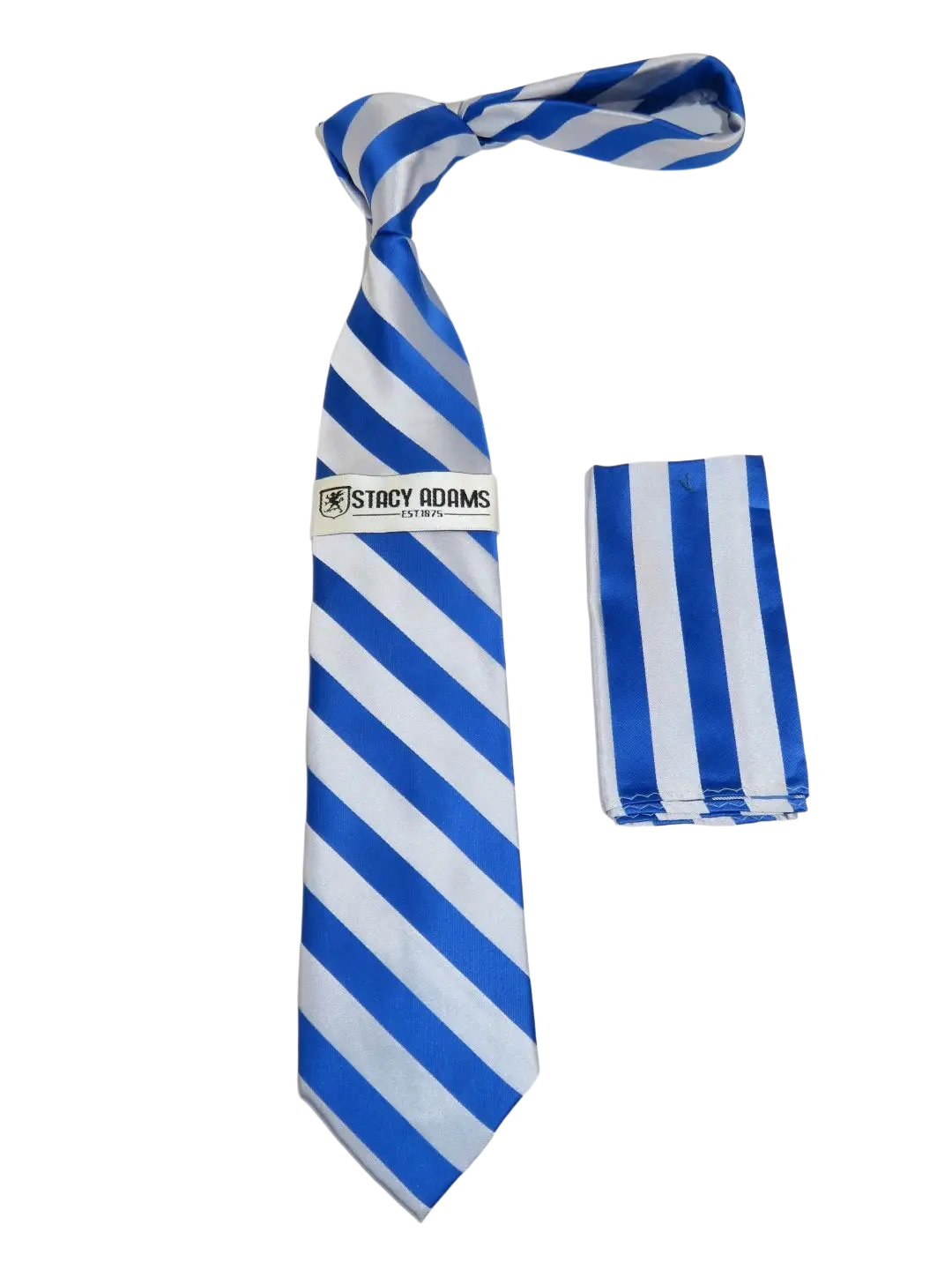 Men's Stacy Adams Tie and Hankie Set Fancy Woven Silky Satin #SAT96 Royal Blue