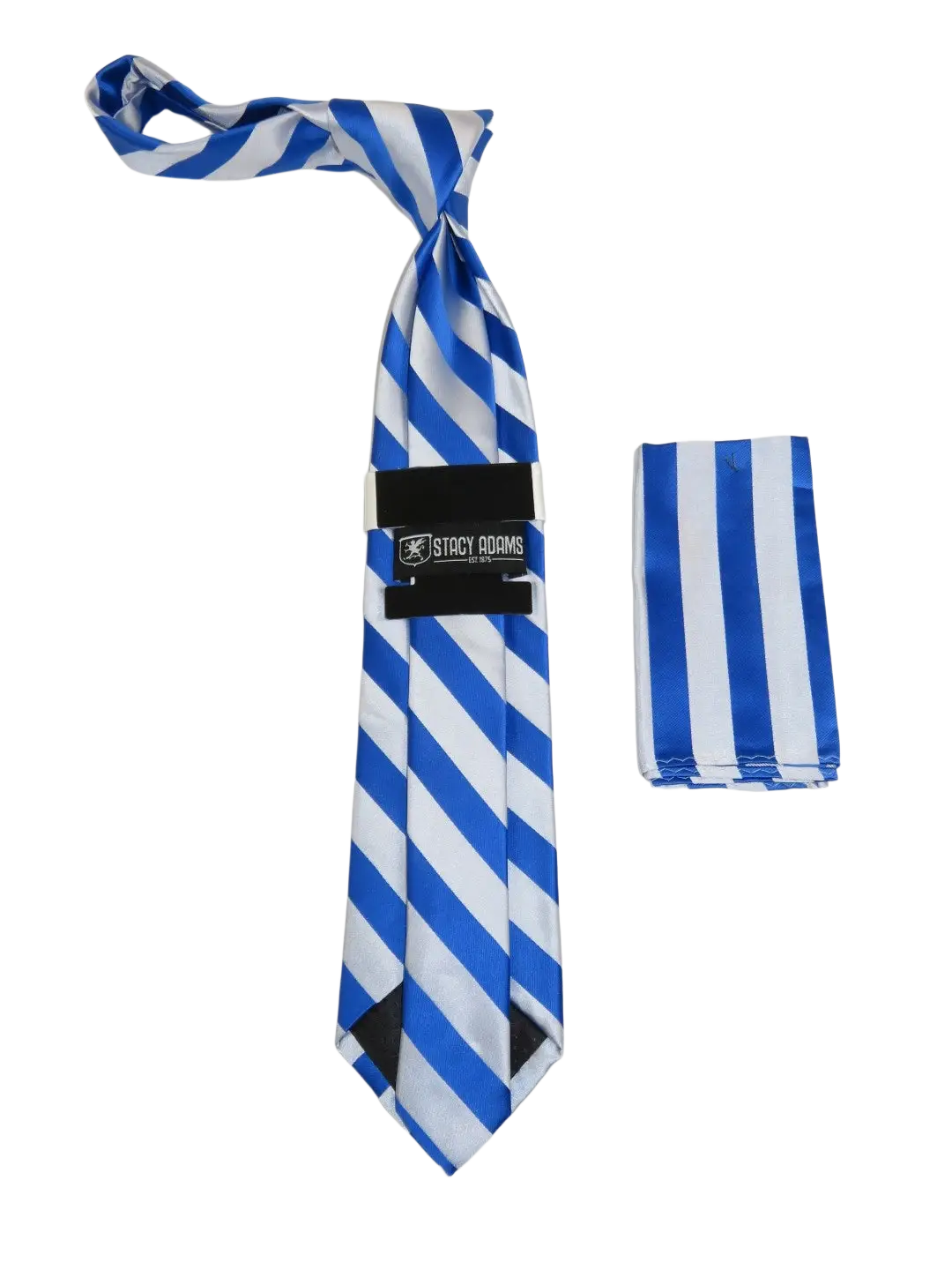 Men's Stacy Adams Tie and Hankie Set Fancy Woven Silky Satin #SAT96 Royal Blue