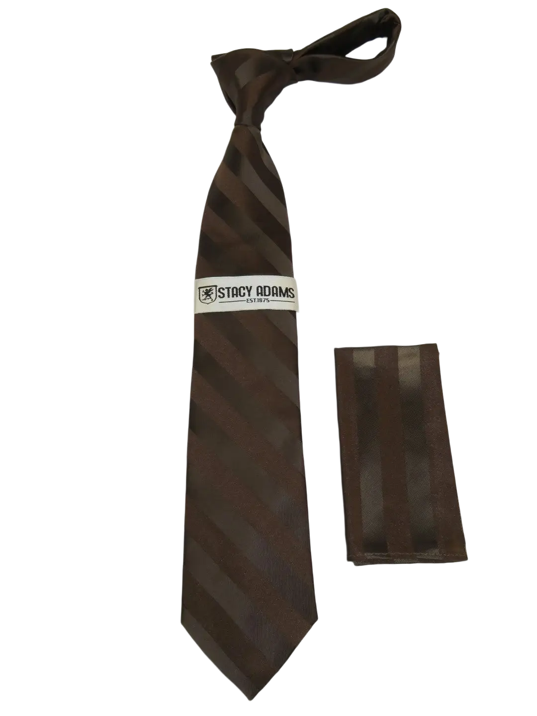 Men's Stacy Adams Tie and Hankie Set Fancy Woven Silky Satin #SAT97 Brown