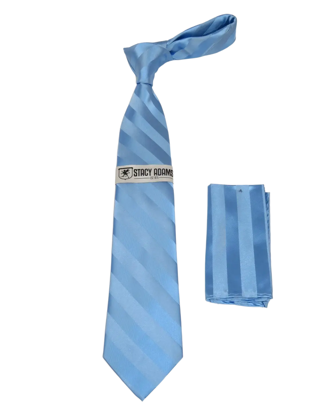 Men's Stacy Adams Tie and Hankie Set Fancy Woven Silky Satin #SAT98 Blue