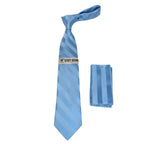 Men's Stacy Adams Tie and Hankie Set Fancy Woven Silky Satin #SAT98 Blue