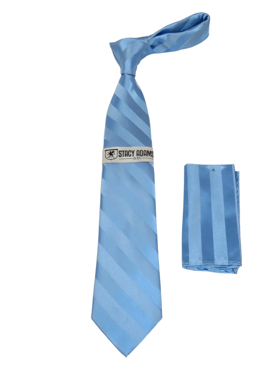 Men's Stacy Adams Tie and Hankie Set Fancy Woven Silky Satin #SAT98 Blue