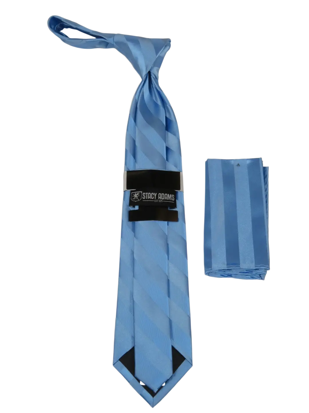 Men's Stacy Adams Tie and Hankie Set Fancy Woven Silky Satin #SAT98 Blue