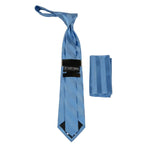 Men's Stacy Adams Tie and Hankie Set Fancy Woven Silky Satin #SAT98 Blue