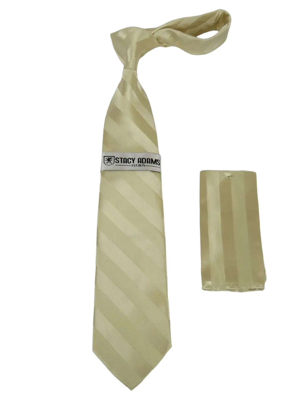 Men's Stacy Adams Tie and Hankie Set Fancy Woven Silky Satin #SAT99 Ivory