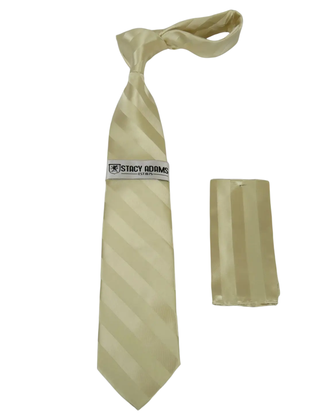 Men's Stacy Adams Tie and Hankie Set Fancy Woven Silky Satin #SAT99 Ivory