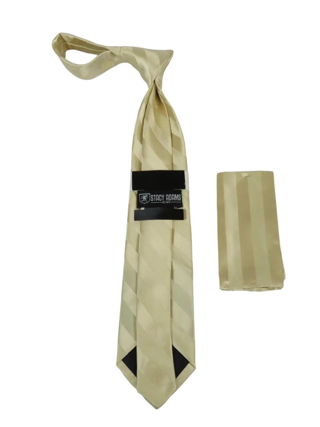 Men's Stacy Adams Tie and Hankie Set Fancy Woven Silky Satin #SAT99 Ivory