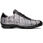 Hand painted big block alligator scales Sneaker Shoes Saulo Newspaper / Black