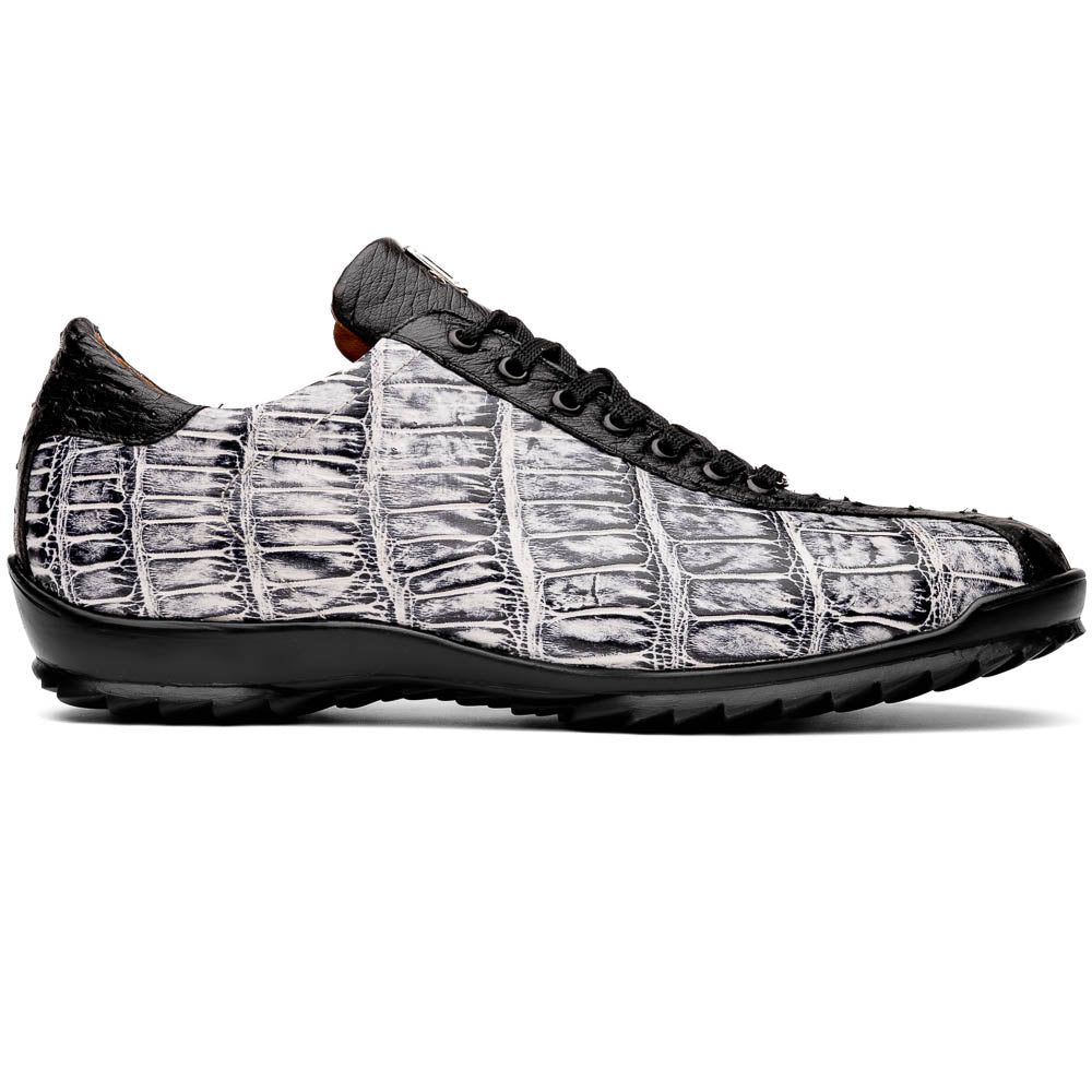 Hand painted big block alligator scales Sneaker Shoes Saulo Newspaper / Black