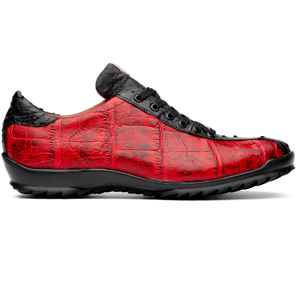 Hand painted big block alligator scales Sneaker Shoes Saulo BlackCherry