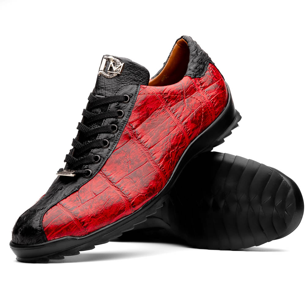Hand painted big block alligator scales Sneaker Shoes Saulo BlackCherry